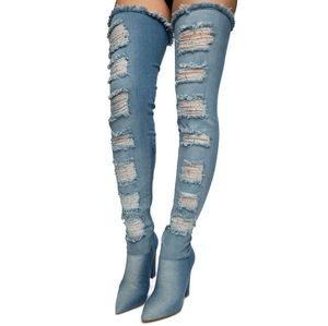 Women's Madam High Heel Boots BLUE DENIM